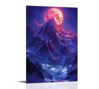 ZLLJXFZZ Poster de paysage illustré, image à superposer d'un paysage violet avec des montagnes - Art mural moderne à suspendre - 30 x 45 cm