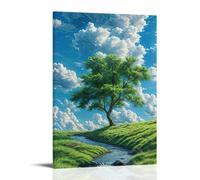 ZLLJXFZZ Poster de paysage pour une terre fantastique avec une rivière et un arbre par temps nuageux Décoration murale moderne à suspendre 20 x 30 cm
