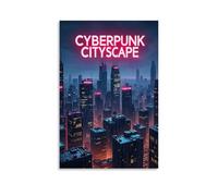 ZLLJXFZZ Poster de paysage urbain Cyberpunk - Décoration murale moderne à suspendre - 30 x 45 cm