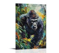 ZLLJXFZZ Poster de peinture à l'huile avec dos argenté dans la jungle expressionniste - Décoration murale moderne à suspendre - 30 x 45 cm