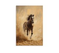 ZLLJXFZZ Poster de peinture à l'huile représentant une mustang sauvage dans une tempête du désert - Décoration murale moderne à suspendre - 60 x 90 cm