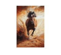 ZLLJXFZZ Poster de peinture à l'huile représentant une mustang sauvage dans une tempête du désert - Décoration murale moderne à suspendre - 40 x 60 cm