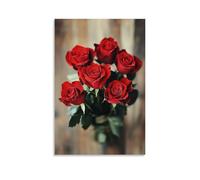 ZLLJXFZZ Poster de Saint-Valentin classique avec bouquet de roses rouges - Décoration murale moderne à suspendre - 20 x 30 cm