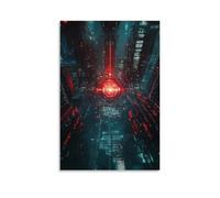 ZLLJXFZZ Poster de science-fiction Core, Quantum Computer City - Décoration murale moderne à suspendre - 30 x 45 cm