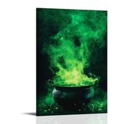 ZLLJXFZZ Poster d'Halloween chaudron, vert bouillonnant, décoration murale moderne à suspendre, 20 x 30 cm