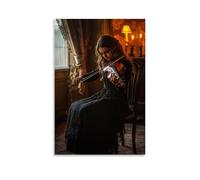 ZLLJXFZZ Poster mural à suspendre représentant un violoniste à la lumière d'une bougie dans un vieux salon 30 x 45 cm