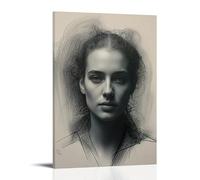ZLLJXFZZ Poster portrait esquisse au fusain, art mural, décoration moderne, affiche d'art à suspendre, 50 x 75 cm
