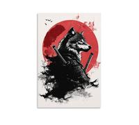 ZLLJXFZZ Poster Samouraï Loup, chemin de guerrier solitaire, décoration murale moderne à suspendre 40 x 60 cm