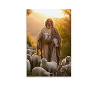 ZLLJXFZZ The Good Shepherd - Grace in Simplicity Décoration murale moderne à suspendre 40 x 60 cm