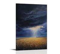 ZLLJXFZZ Une peinture à l'huile dramatique d'un orage sur les champs de blé Décoration murale moderne à suspendre 50 x 75 cm