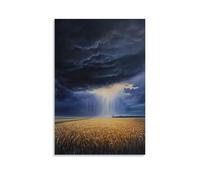 ZLLJXFZZ Une peinture à l'huile dramatique d'un orage sur les champs de blé Décoration murale moderne à suspendre 50 x 75 cm