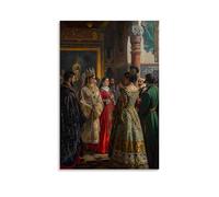 ZLLJXFZZ Une scène de la cour royale avec des vêtements détaillés et une architecture, art mural réalisme historique, décoration moderne, affiche d'art à suspendre 60 x 90 cm
