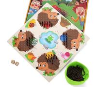 ZLLkeji Jouet Enfant Montessori Jouet Éducatif en Bois Forme de Hérisson Motricité Fine avec Dés Apprendre à Compter Jouet de Motricité pour Enfant à Partir