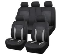 zllkj 9 pièces Set Complet Housses De Siège Voiture pour Volkswagen Touran, 5 Places Ensembles Housses Siège Voiture Tissu Antidérapant,Grey