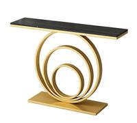 ZLLPIGLS Console Meuble Moderne Élégante avec Plateau en Pierre Frittée Premium, Table Console Extensible Longue et Mince avec Base Stable, pour Entrée, Salon et Bureau(Gold,47.2x11.8x31.4in)