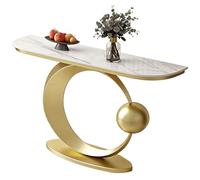 ZLLPIGLS Console Meuble Moderne, Table Console Extensible Contre Le Mur, Cadre Métallique Robuste, Double Peinture Nano pour Couloir ou Salon(Gold1,59x11.8x31.4in)