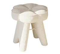 ZLLPIGLS Forme de Fleur Tabouret Coiffeuse avec Patins Antidérapants, Pouf Coiffeuse avec Revêtement en Laine d'agneau, pour Chambre, Salon, Table de Maquillage(White)