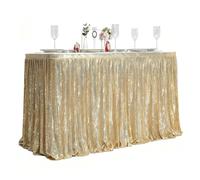 ZLLPIGLS Rectangle Jupe de Table en Paillettes, Nappe Table Rectangulaire Pailletée avec Bords Exquis, Couleurs Multiples pour Mariage, Fête de Vacances, Baby Shower(Light Gold,183x70cm/72x27.5in)