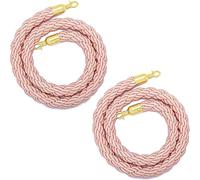 ZLLYOE Stanchion Lot de 2 cordes torsadées avec crochets dorés, barrière de sécurité pour contrôle de la foule, séparateur de support pour intérieur/extérieur (taille : 100 cm, couleur : rose)