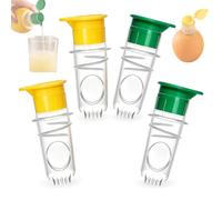 Zlokdraxy 4 presse-agrumes manuels, avec couvercle jaune/vert | 4 presse-agrumes avec couvercle, sans BPA, 8cm, faciles nettoyer, pour orange/citron, jus/cocktails, voyage & cuisine