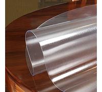 Zlovne 1 mm D'épaisseur Protecteur de Table Mate,Nappe Transparente de Table de Cuisine Ronde,Nappe Film PVC en Verre Souple pour Blanc,Marbre,Verre,Dessus de Table en Bois (Diameter 160cm/63inch)