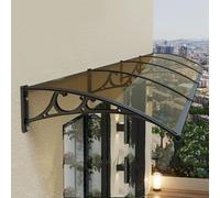 Zlovne Auvent de Porte d'Entrée,Marquise de Porte d’Entrée avec Protection UV Contre la Pluie et la Neige,Auvent de Véranda avec Panneau en Polycarbonate et Cadre en Aluminium (80x190cm/32 x75,Brown)