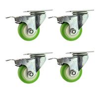 Zlovne Lot de 4 roulettes Pivotantes,roulettes de Transport avec Frein,TPR Vert Muet en Caoutchouc Souple,Double Roulement et Pare-poussière,Capacité 200kg(440 LB)
