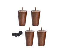 Zlovne Pieds de Canapé,4 Pcs Pied de Meuble Coniques en Bois Massif de Noyer,avec des Boulons À Vis M8,Pieds de Table sans Formaldéhyde,pour Fauteuil (10cm/3.94in,Vertical)