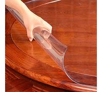 Zlovne Ronde de Nappe en PVC Transparent,Verre Souple Nappe Transparente Étanche,Film de Protection pour Table À Manger D'intérieur,Épaisseur 1mm,60-155 cm de Diamètre (Diameter 120cm/47inch)