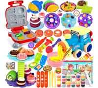 ZLPBAO 85 pièces de gâteau de modélisation pour enfants avec 24 pots, accessoires de hamburger et pizza, outils de modélisation créatifs, accessoires de modélisation, pâte à modeler, gâteau de