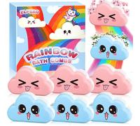 ZLPBAO Bombe de Bain Enfant, Lot de 6 Grosses Bombes Boules de Bain Arc-en-ciel Nuage de enfant, Boules de Bain à Effet Spécial Bain Moussant pour Enfants, Ami des Végétaux et Sans Cruauté