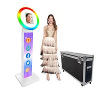 ZLPOWER Cabine photo portable pour iPad 12,9" - Coque en métal pour selfie - Avec anneau lumineux LED RVB réglable - Étui de vol pour fêtes, mariages, locations professionnelles (blanc)