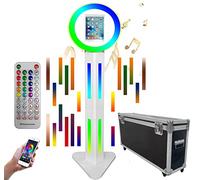 ZLPOWER Photomaton portable pour iPad de 12,9" avec application logicielle, télécommande, synchronisation de la musique, boîte à lumière RVB et anneau lumineux RVB pour fête, mariage, location (blanc)