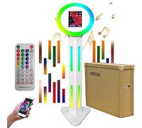 ZLPOWER Support de cabine photo portable pour iPad 10,2", 10,9", 11", 12,9" avec logiciel de contrôle par application, boîte à lumière, synchronisation de musique, anneau lumineux RVB en métal avec