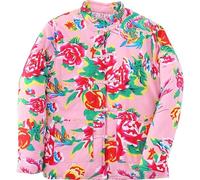 ZLPTR Veste en coton pour l'automne et l'hiver, manteau épaissi du nord-est de la Chine imprimée, style tang, vêtements ethniques, veste décontractée, rose, L