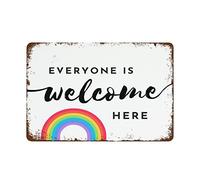 ZLPWq Plaque en métal vintage amusante avec inscription « All Are Welcome Here » - Décoration murale pour la maison, la cuisine, le bar, le café, le garage - 20,3 x 30,5 cm