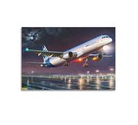 ZLQYHW Poster d'avions civils A-321 - Impression sur toile décorative - Motif avion de ligne - Pour chambre à coucher - 60 x 90 cm
