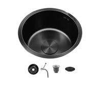 ZLSNOBLE Stainless Steel Round Small Sink, Single Sink Water Bar Table Balcony Kitchen Sink Countertop Basin Easy to Clean for Home Bathroom Hotel Bar Farmhouse(36 * 36cm)