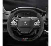 ZLSXTN Couvre Volant Daim pour Peugeot 3008 2023 2024 2025,Toucher Doux Enhanced Grip Sportif Fibre Carbone Protege Housse Volant Couverture Antidérapant Solide Accessoires Voiture,Black