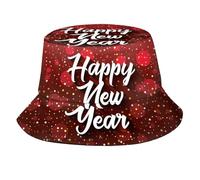 Zltegako Chapeau bob Happy New Year pour femmes hommes été voyage plage soleil chapeau plein air casquette unisexe Nouvel An bob chapeaux, Bonne année-h000000009, taille unique