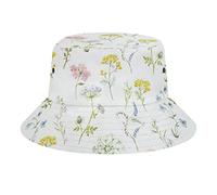 Zltegako Chapeau bob motif fleurs, oiseaux, unisexe, tendance, été, plage, pêcheur, chapeau de soleil pliable, Fleurs - 3, taille unique