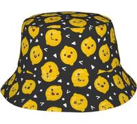 Zltegako Chapeau bob pour homme et femme - Chapeau de pêcheur tendance - Chapeau de plage pliable - Protection UV - Chapeau de soleil d'été, Fruits de citron souriants mignons, taille unique