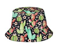 Zltegako Chapeau seau cactus succulents tendance chapeau de soleil d'été pliable plage chapeau de soleil voyage pêcheur pour homme et femme, Cactus Succulents-4, taille unique