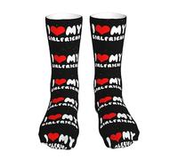 Zltegako I Love My Girlfriend Chaussettes courtes pour femme Chaussettes de sport décontractées pour homme et couple 40,6 cm, Comme indiqué sur la photo, Taille unique