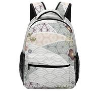 Zltegako Sac à dos de voyage pour ordinateur portable, cartable d'école, motif papillons lunaires, style folk, sknavinsky, bohème, grande capacité, Fleurs de cerisier folklore japonais, taille unique
