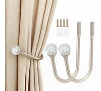 Zlthraustic 2 Pces Crochets Muralux pour Tenture Métal Fixation Murale Support Rideau, 2 Pcs Silver