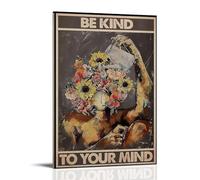 ZLTOFJ Affiche d'art moderne avec cadre « Be Kind To Your Mind Mental Health » - Décoration de chambre à coucher ou de bureau - Musique de célébrité - 20 x 30 cm