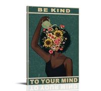 ZLTOFJ Affiche d'art moderne avec cadre « Be Kind To Your Mind Mental Health » - Décoration de chambre à coucher ou de bureau - Musique de célébrité - 50 x 75 cm