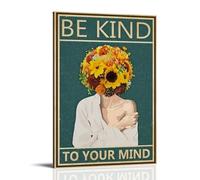 ZLTOFJ Affiche d'art moderne avec cadre « Be Kind To Your Mind Mental Health » - Décoration de chambre à coucher ou de bureau - Musique de célébrité - 20 x 30 cm