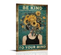 ZLTOFJ Poster de film de dessin animé « Be Kind To Your Mind Mental Health » - Décoration moderne pour chambre à coucher, bureau, célébrité, chanteur, musique, dessin animé, 60 x 90 cm, style cadre
